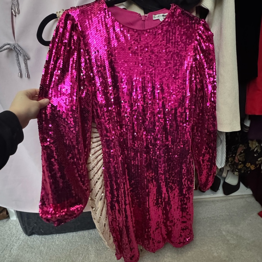 Sparkling Pink Sequin Fashion Nova Dress